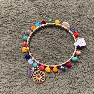 Karola & Co Colorful Beaded Bracelet with Gold Charm